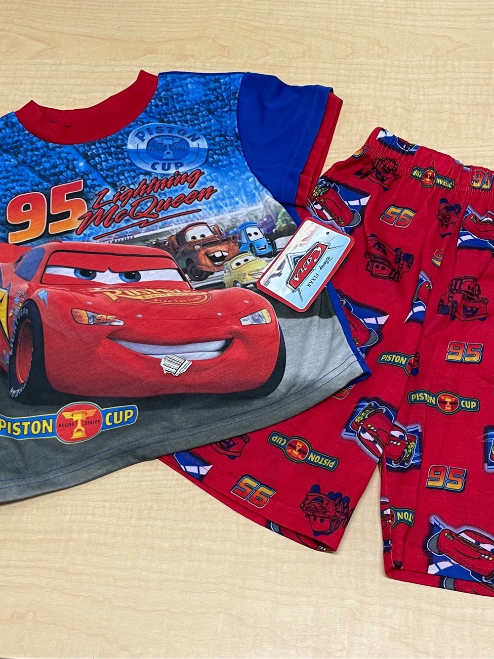 Disney Lightning McQueen Red & Blue Short Sleeve Pajama Set - Kids